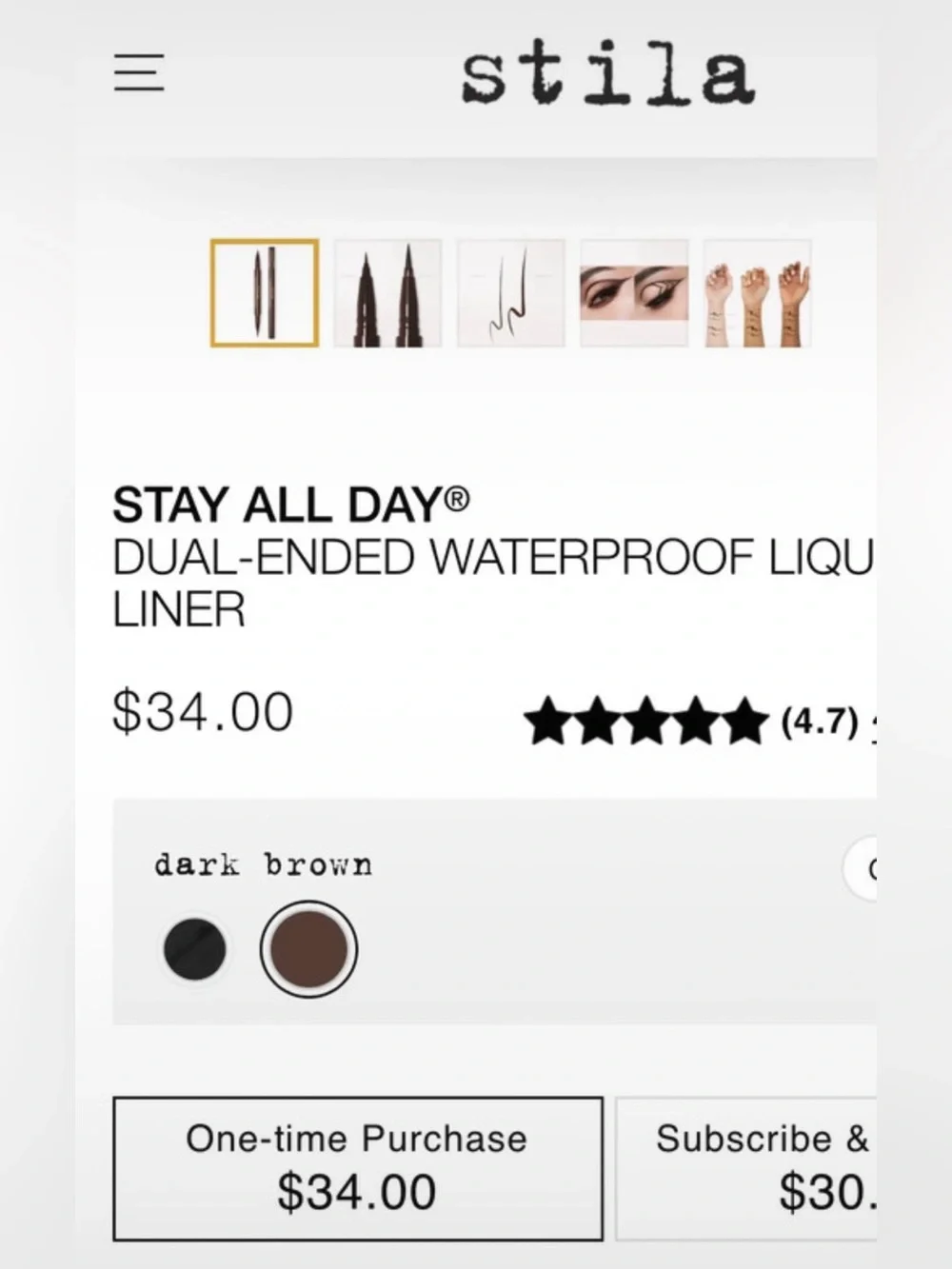 Stila Stay All Day Dual-Ended Liquid Eyeliner – Dark Brown and Amber